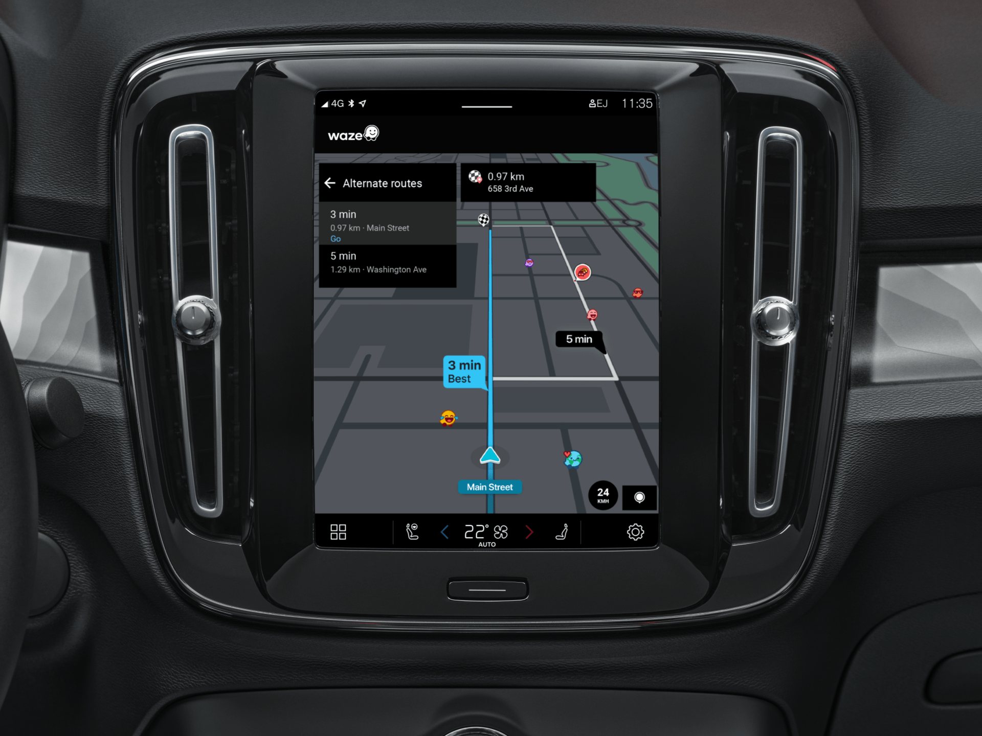 Застосунок Waze інтегрували в автомобілі Volvo
